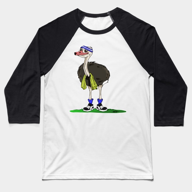 Sporty Ostrich Baseball T-Shirt by madebystfn